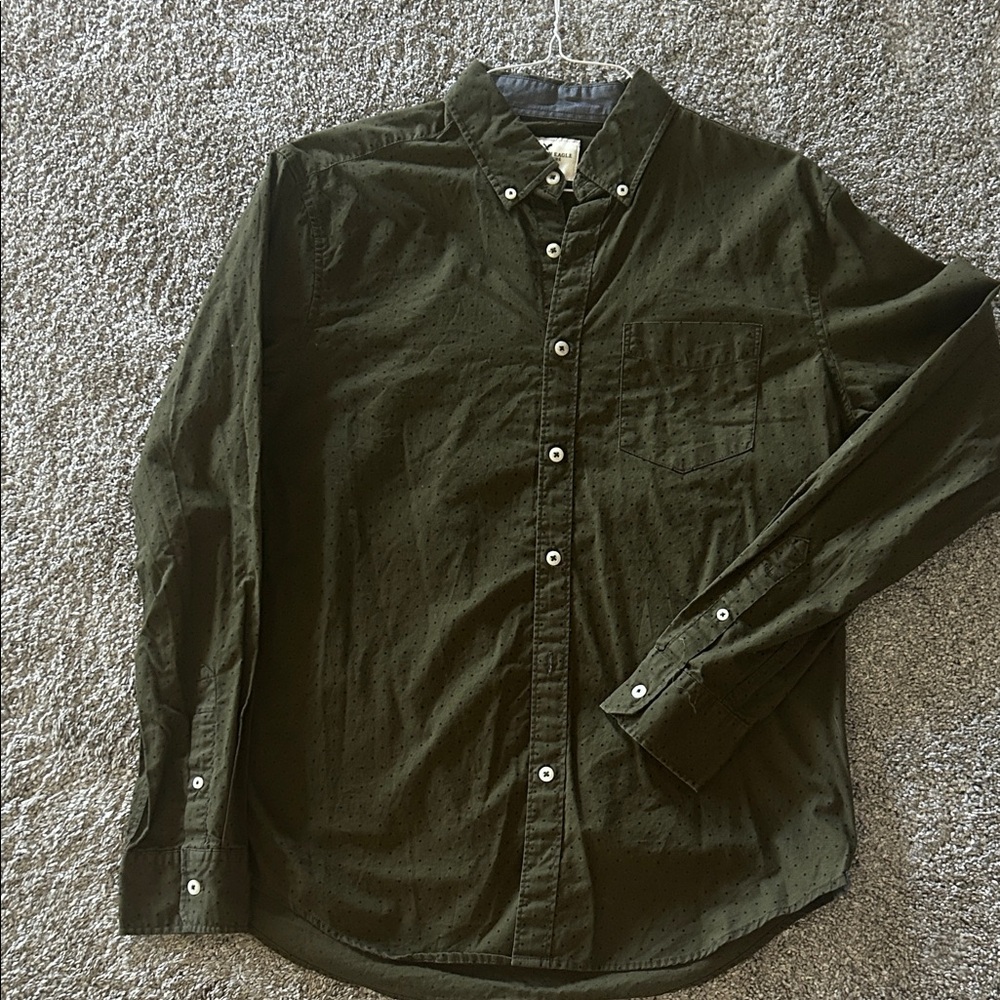 American Eagle Outfitters Dark Green Casual Shirt